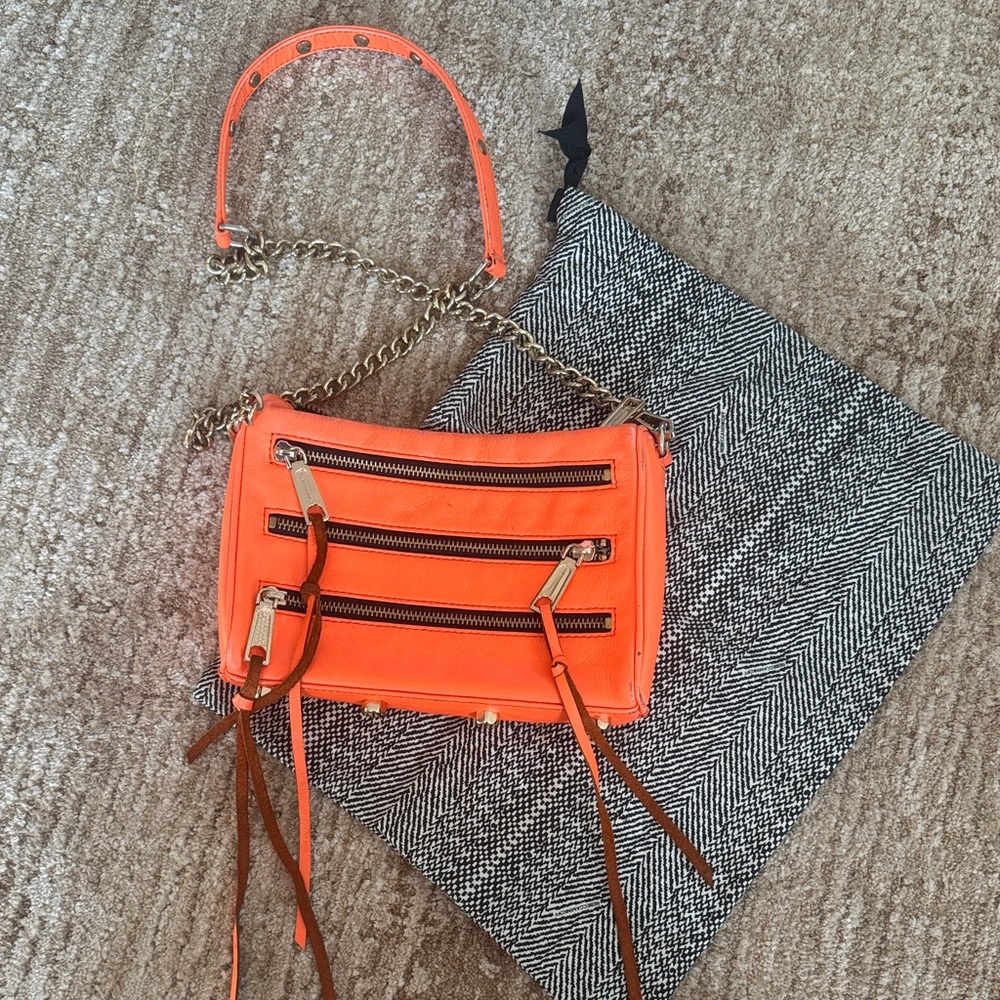 Rebecca Minkoff Orange Crossbody Bag with Chain Strap